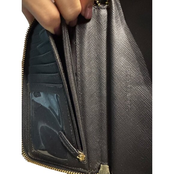 Michael Kors Black Saffiano Leather Zip-Around Wallet With Gold-Tone Hardware - Picture 6 of 6